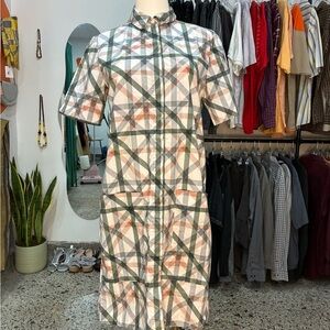 Plaid Button-Up Shirt Dress